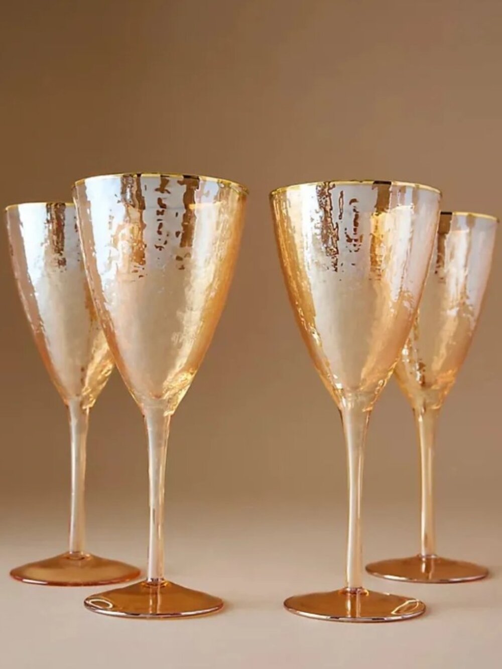 Anthropologie NIB Set of 2 Zaza Honey Luster Wine Glasses